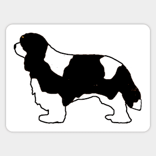 cavalier king charles spaniel black and white silhouette Sticker